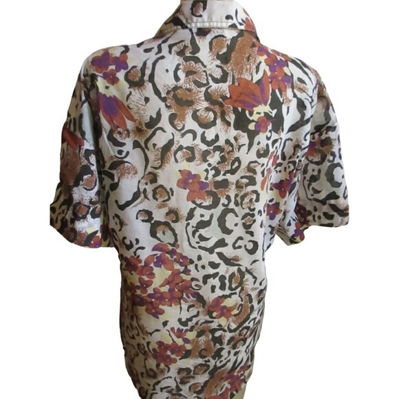 Vintage Women's Hawaiian Top Medium 1970's Wild Print Buttery Thin Judy Bond Med - Picture 4 of 6